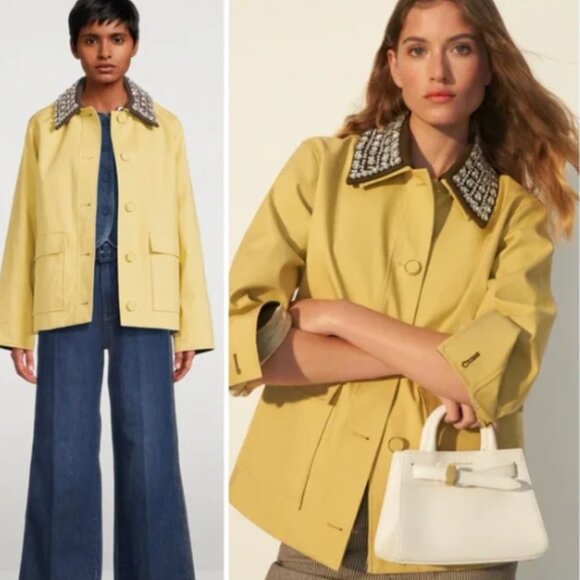 Veronica Beard Arlen Dickey Embellished Cotton-poplin coat Yellow - Picture 2 of 11